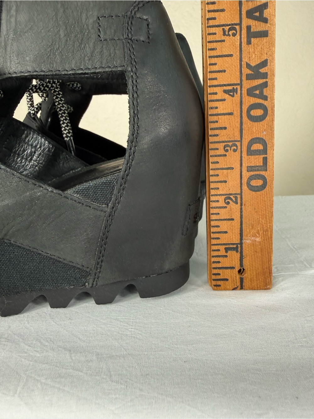 Sorel Joanie II Black Leather Lace Up Wedge Sandals Size 6 - Picture 12 of 15
